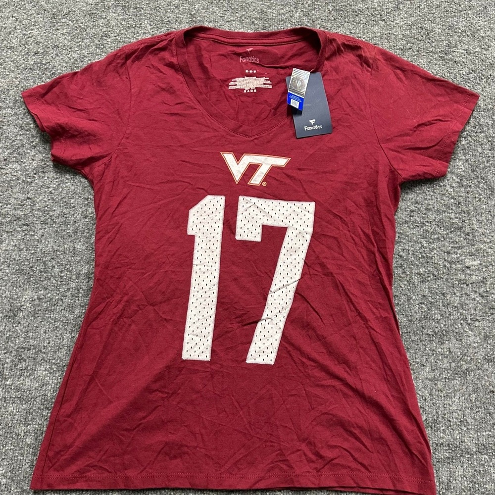 Fanatics T-Shirt Womens Size M Maroon Virginia Tech Hokies Kam Chancellor 17 NEW